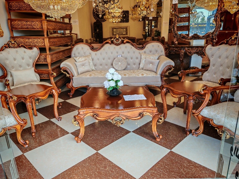 salon  new classique complètement suclté a main en bois hêtre - 10