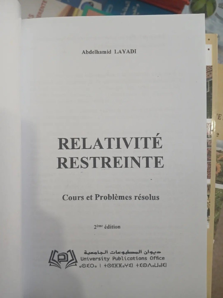 Livre Relativité restreinte - 2