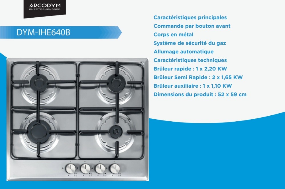 table de cuisson midea inox - 1