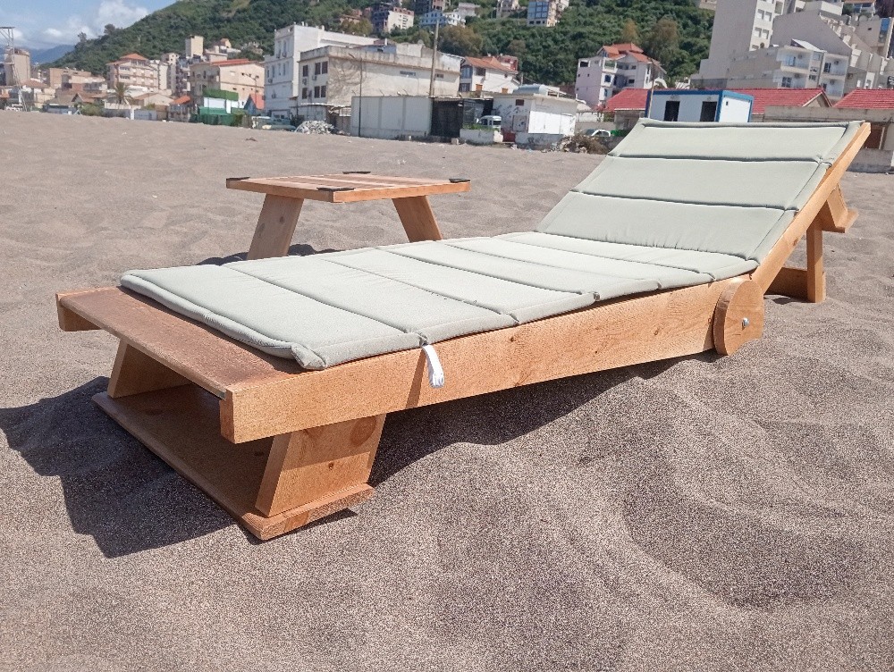 transat en bois avec matelas - 2