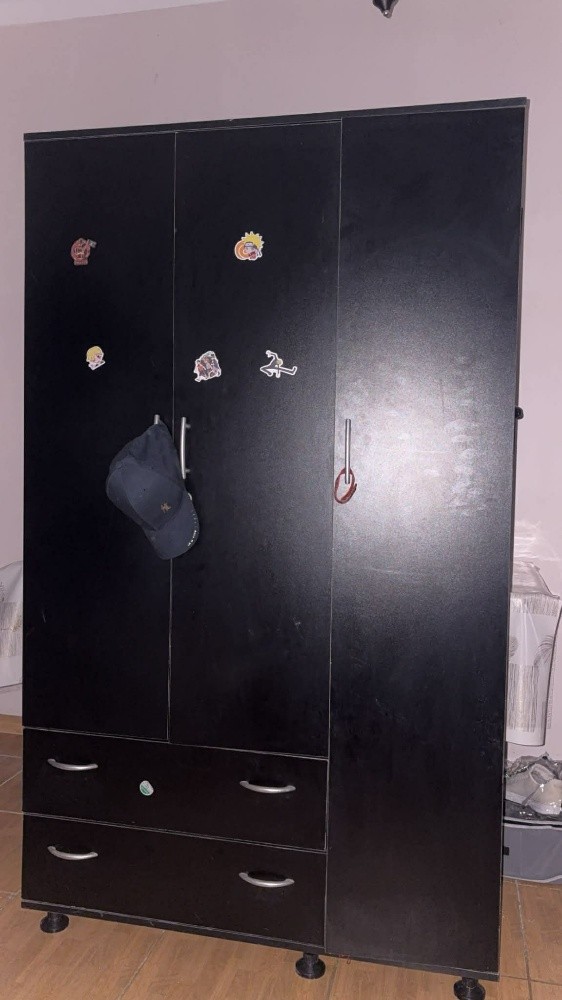 garde robe 3 portes 2 tiroirs avec clés - 4