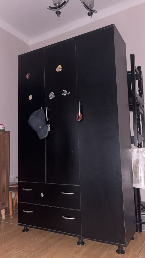 garde robe 3 portes 2 tiroirs avec clés - 3