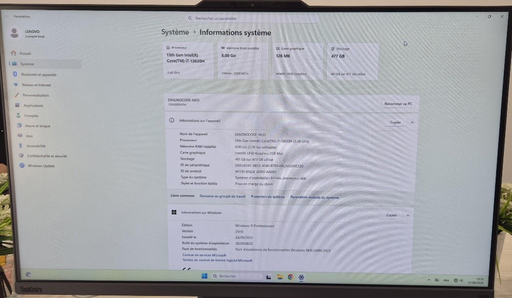 PC Lenovo All in one i7. 8go. 500 - 3
