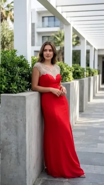 Robe De Soirée Longue Rouge - 1