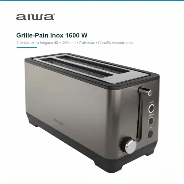 Grille-Pain Inox 1600 W 2 Fentes - 1