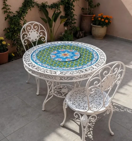Table céramiques et faire forgé - 1