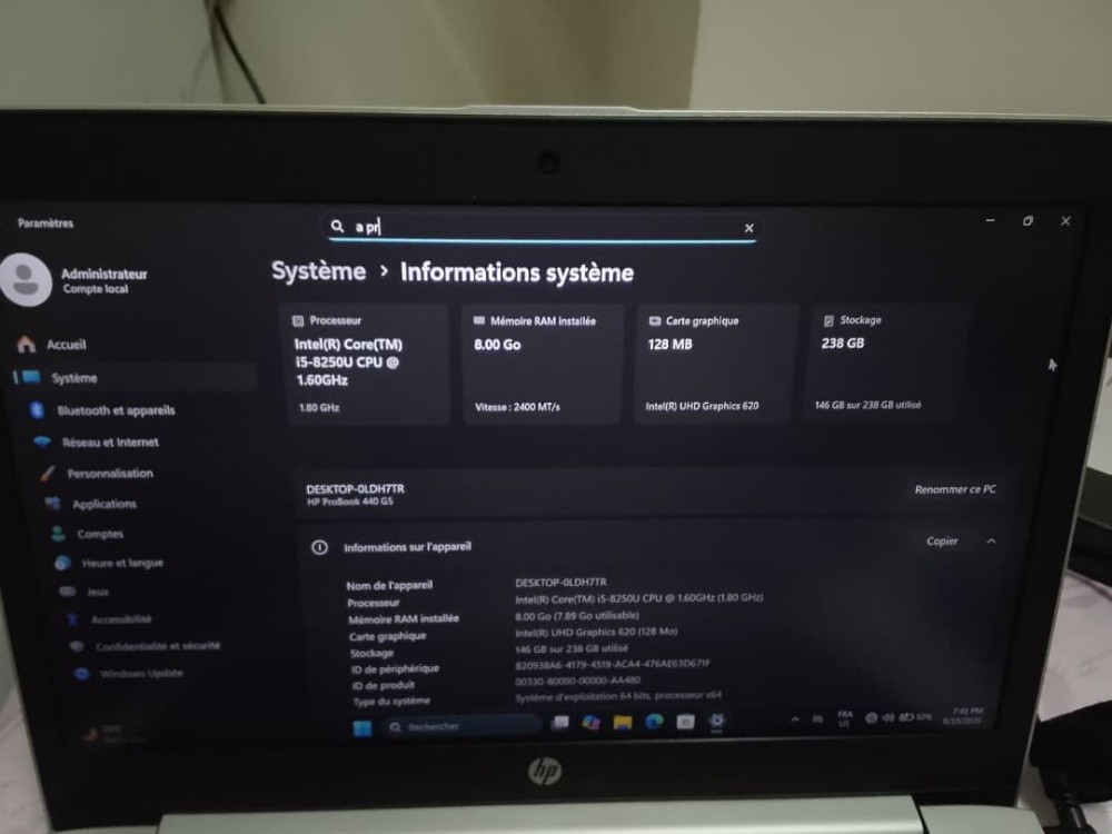 PC  hp HP probook 440 G6 i5 7ème - 3