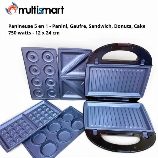 Panineuse Gaufrier 5 En 1 750 W P - 1