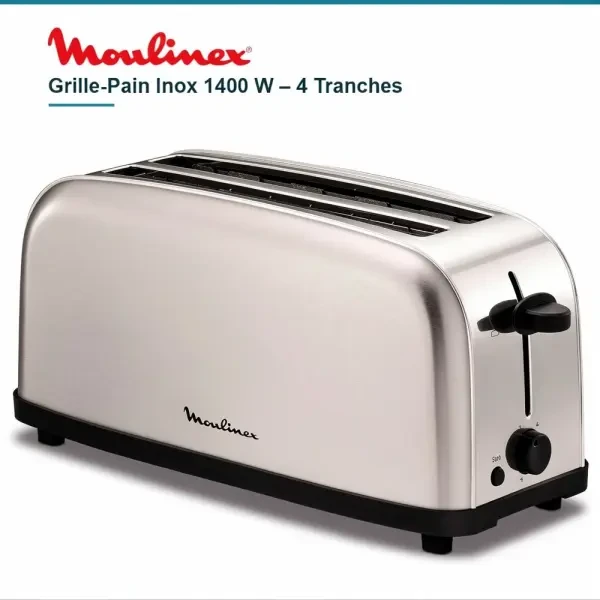 Grille-Pain Inox 1400 W 4 Tranche - 1