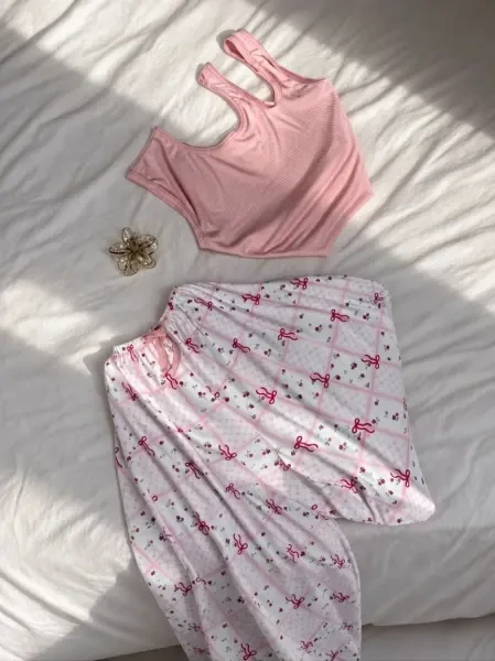 Pyjama D'été Rose 2 Pièces Taille - 1