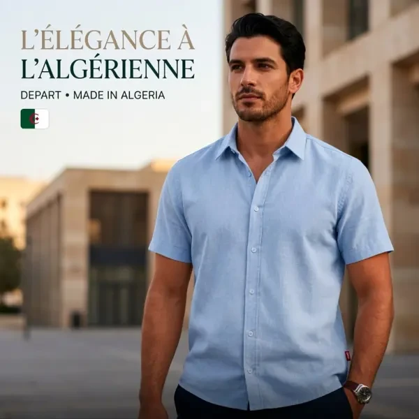 DÉPART HOMME CHEMISE EN LIN BLUE - 1