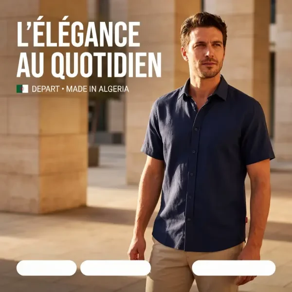 DÉPART HOMME CHEMISE EN LIN NAVY - 1