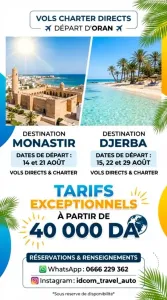 VOLS CHARTER DIRECTS AU DÉPART '